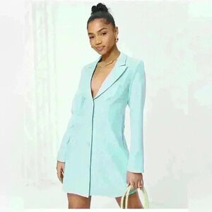 NWT Saint Genies strappy cutout back blazer dress in blue size 6